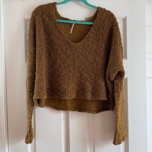 Free People Brown Cropped Sweater